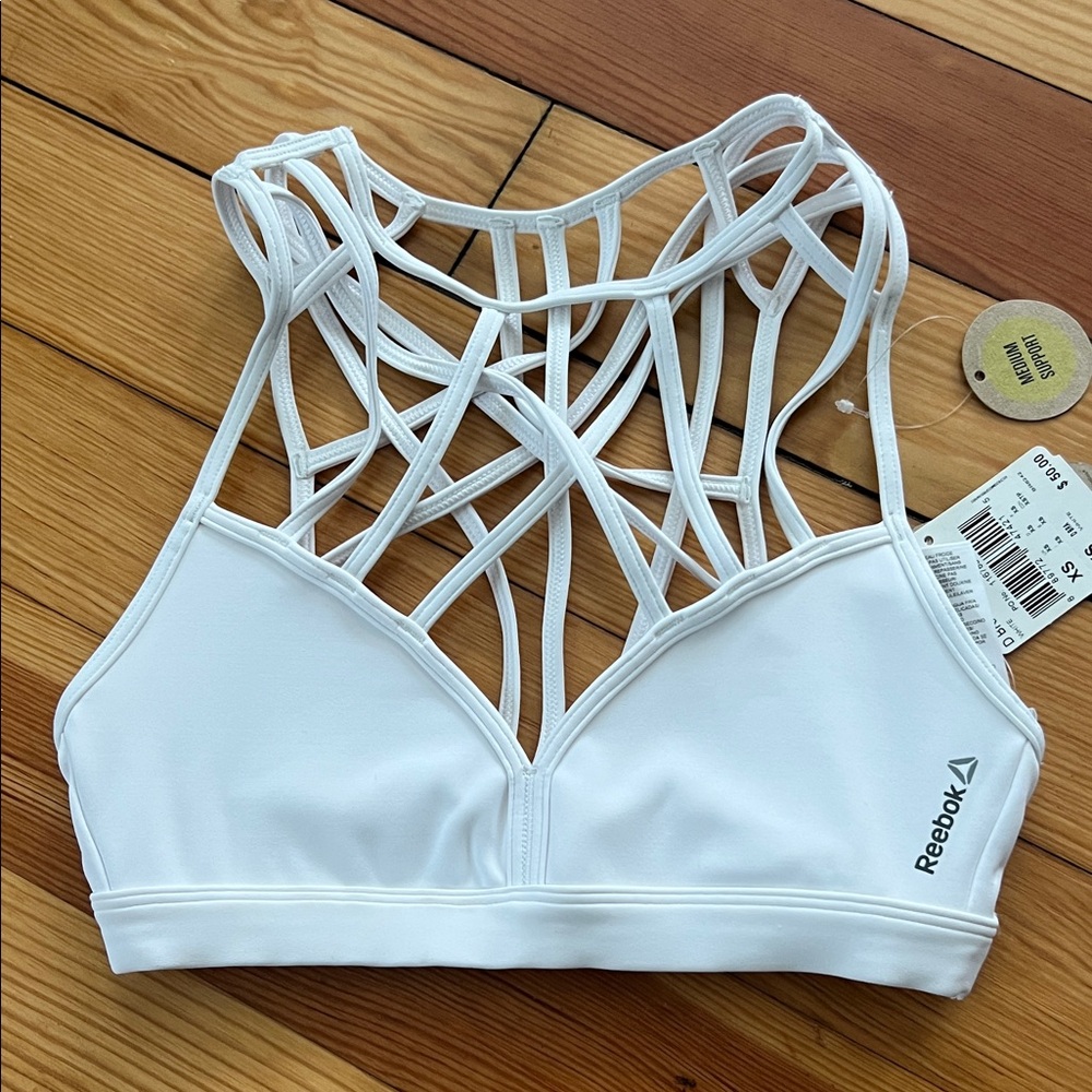 Reebok Women's White Strappy Back Sports Bra